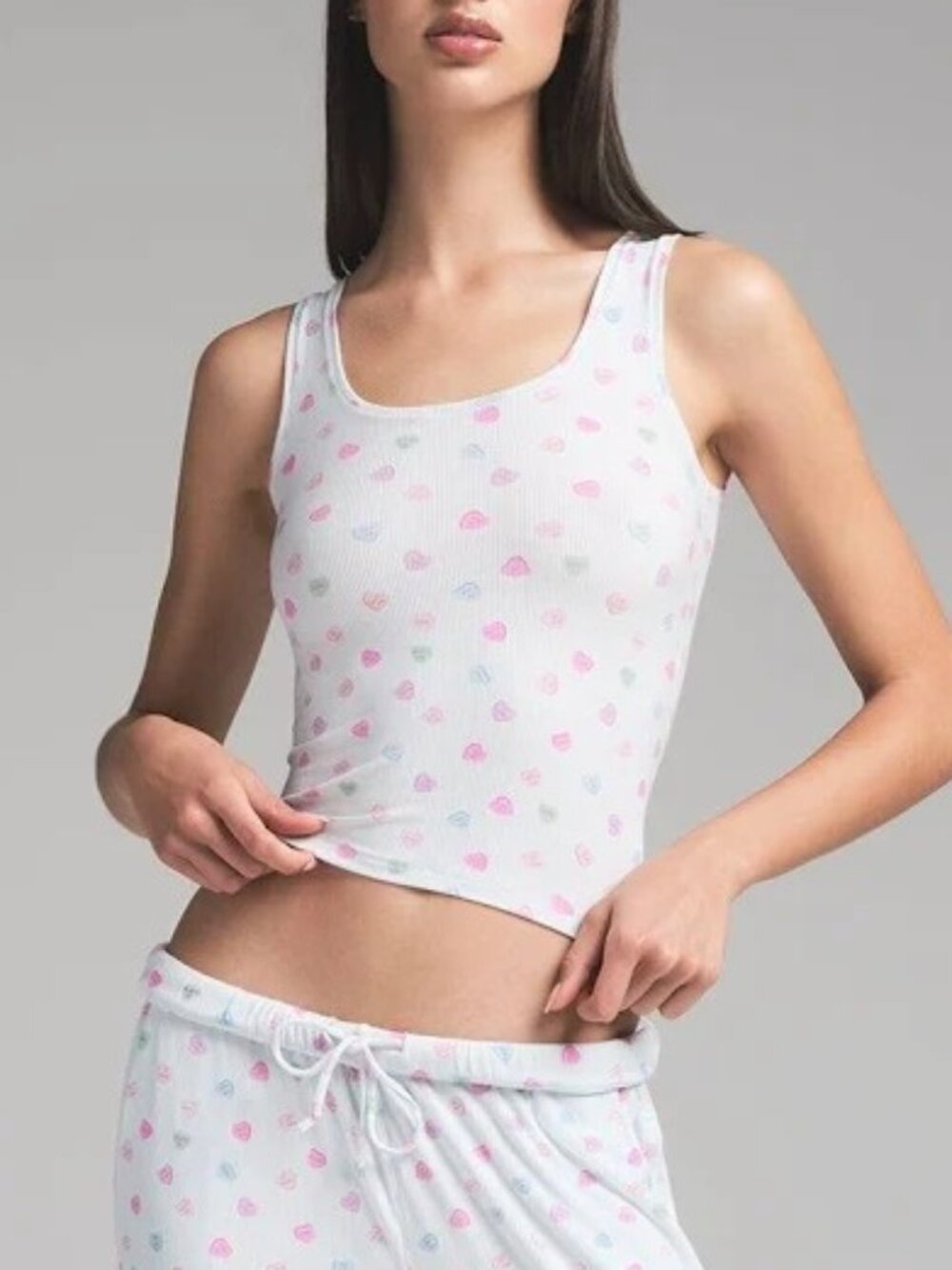 SKIMS Soft Lounge Tank - Cloud Candy Heart Print - Size Medium